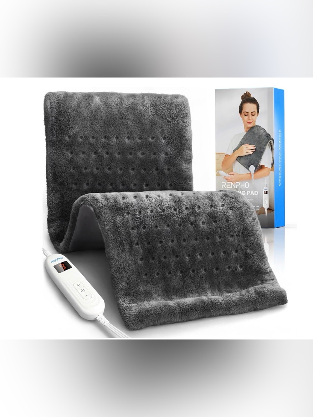 RENPHO XL Electric Heating Pad 12x24 Fast Heating Auto Shut Off Gray NIB